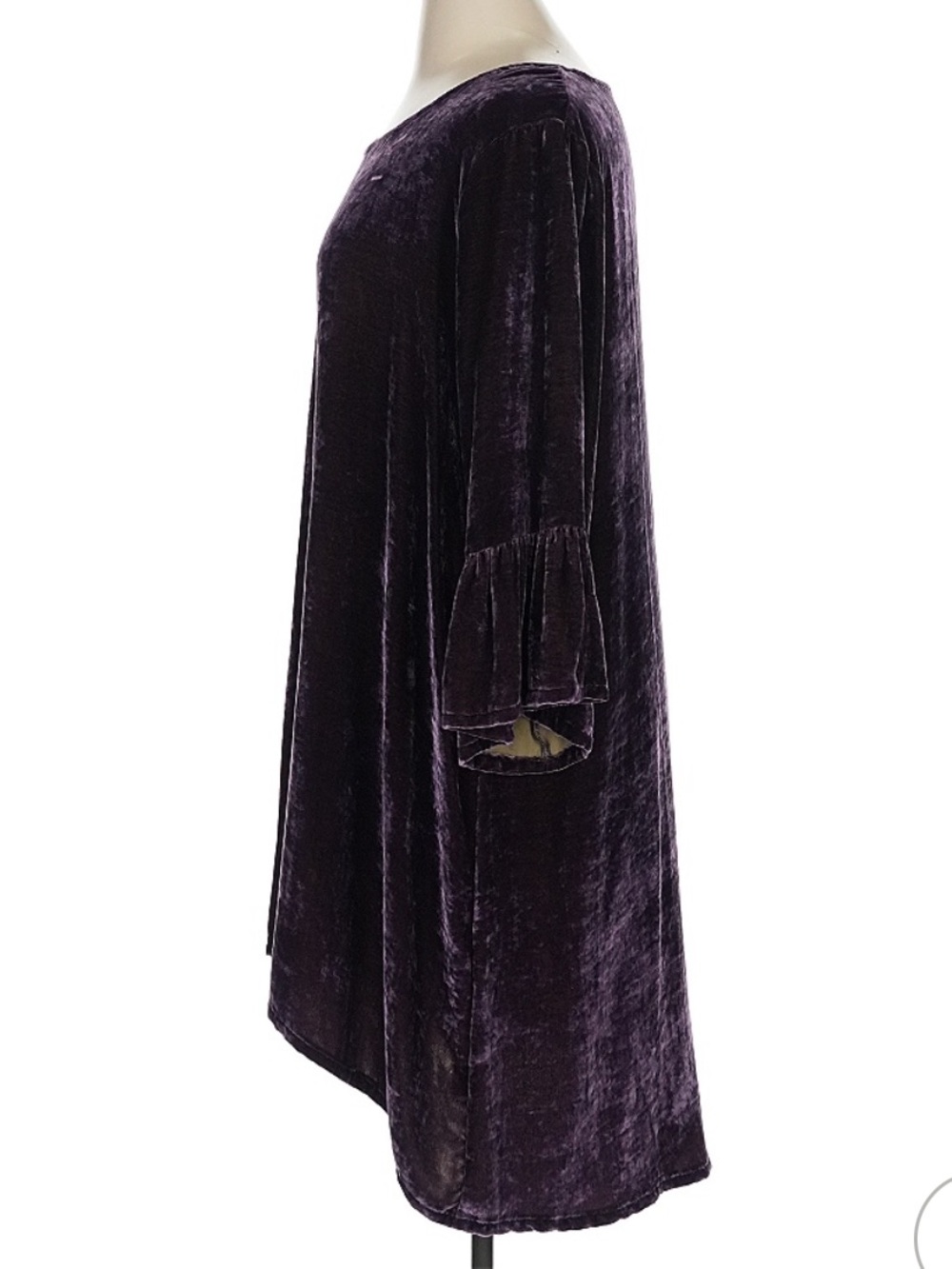 Bryn Walker Dress Tunic-Velvet silk blend rich plum purple hi-lo bell sleeves XL - Picture 4 of 17